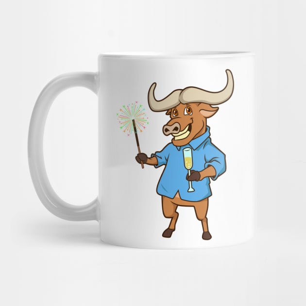 Buffalo with sparkler - Happy New Year by Modern Medieval Design